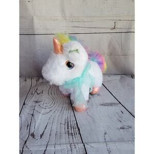 MTY INTERNATIONAL Small White Rainbow Unicorn Plush Rainbow Plastic Eyes